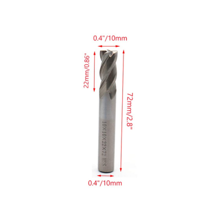 HSS ENDMILL, 4FLUTE  10x10x22x72