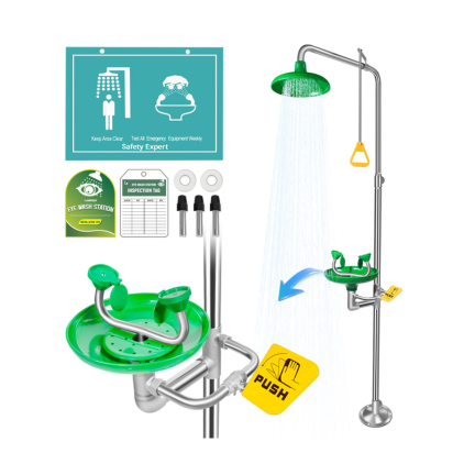 EMERGENCY EYE WASH SHOWER ONE INLET