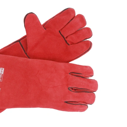 WELDING GLOVES RED COLOR WITH PIPING - 16" LONG