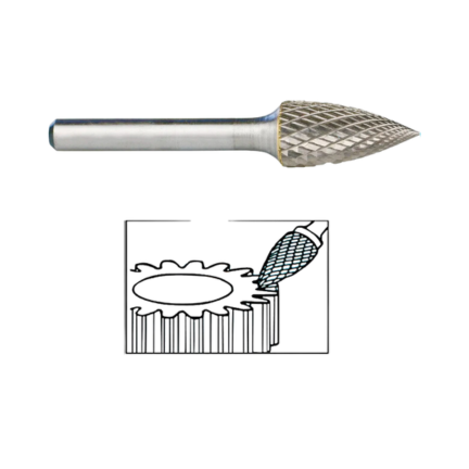 CARBIDE BURR G1225 X 06 TREE POINTED END SHAPE G SPECIAL CUT FOR HARDNESS STAINLESS STEEL