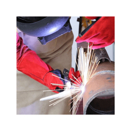 WELDING GLOVES RED COLOR WITH PIPING - 16" A GRADE